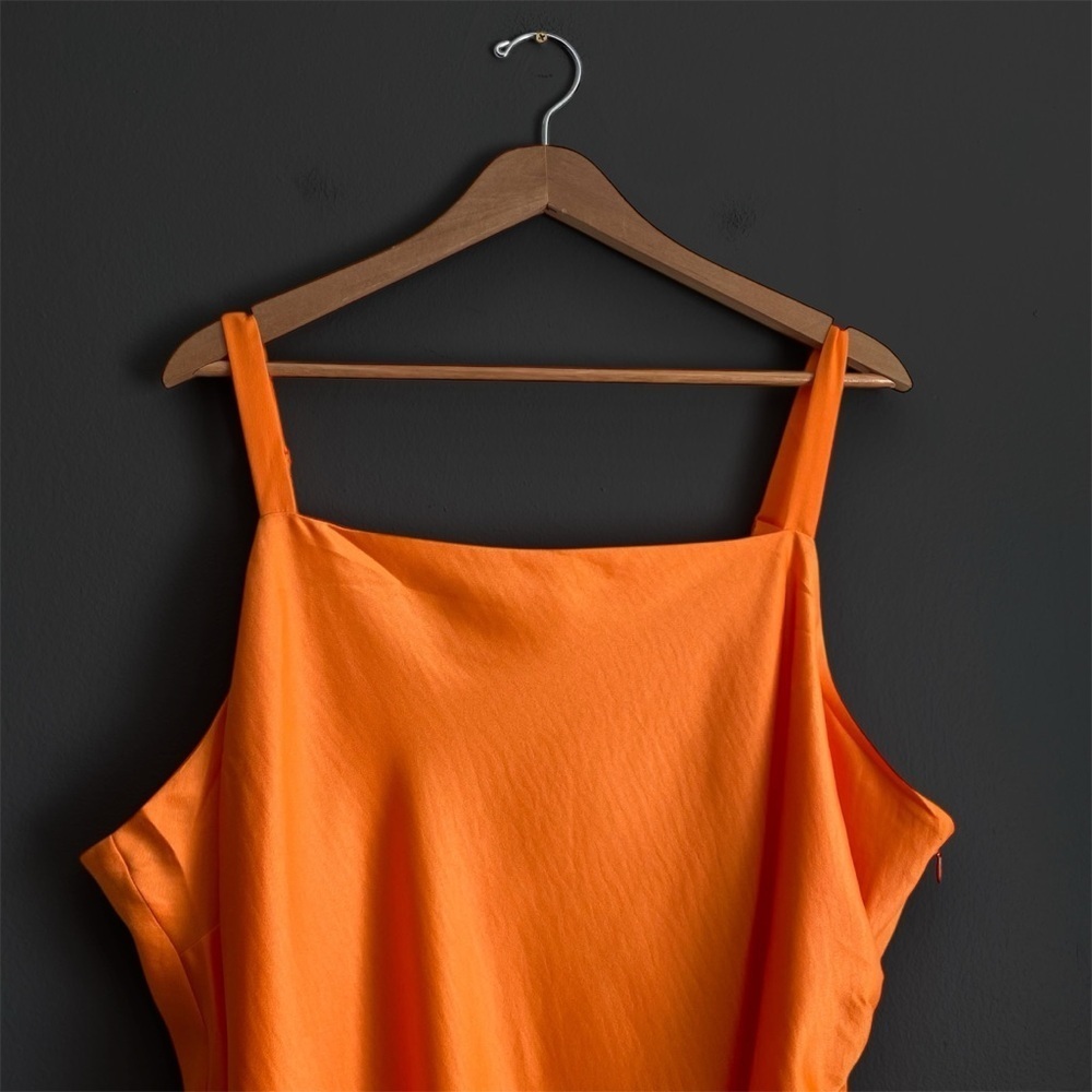 Skies Are Blue Curvy Orange Cami Split Satin Midi Dress 90’s Wedding Formal 3X - Picture 7 of 11